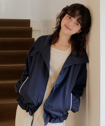 ADAUL（アダウル）の「Lace back label ribbon string blouson - navy（その他アウター）」