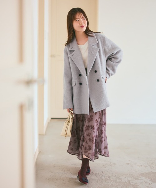 COHINA(コヒナ)の「アルパカシャギーダブルコート 【低身長・小柄女性】(その他アウター・レディース・ベージュ/グレー・ONE SIZE)」の5枚目の写真