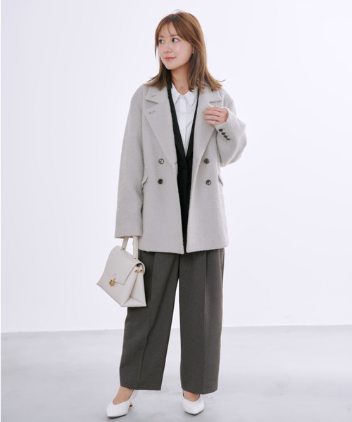 COHINA(コヒナ)の「アルパカシャギーダブルコート 【低身長・小柄女性】(その他アウター・レディース・ベージュ/グレー・ONE SIZE)」の11枚目の写真