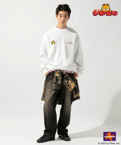 niko and...（ニコアンド）の「【Garfield(ガーフィールド)】CHARACTER PRINT SWEATSHIRT（Tシャツ/カットソー・メンズ・オフホワイト/グリーン/チャコール・LARGE/MEDIUM）」の9枚目の写真