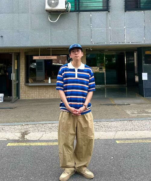 PORTABLE SOCIETY CLUB（ピーエスシー）の「レトロウェーブストライプカラー半袖ニット_グリーン（ポロシャツ・メンズ・その他・MEDIUM/LARGE/X-LARGE）」の6枚目の写真
