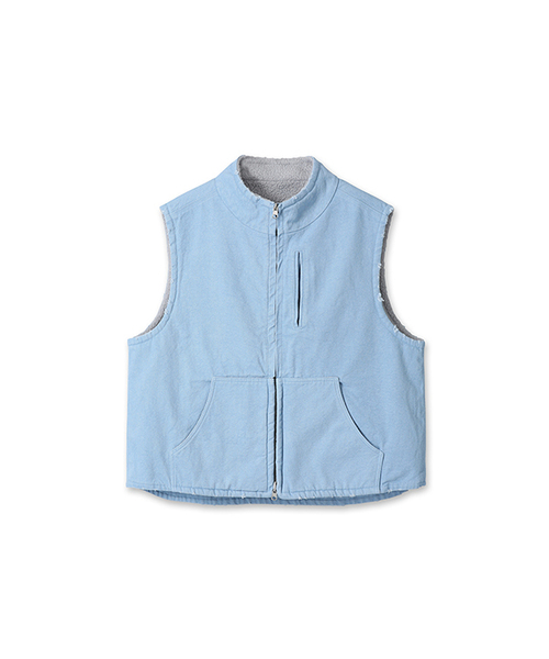 9999ARCHIVE(9999アーカイブ)の「Vintage Reversible Oxford Vest(ベスト・レディース・スカイブルー・1/2)」の1枚目の写真