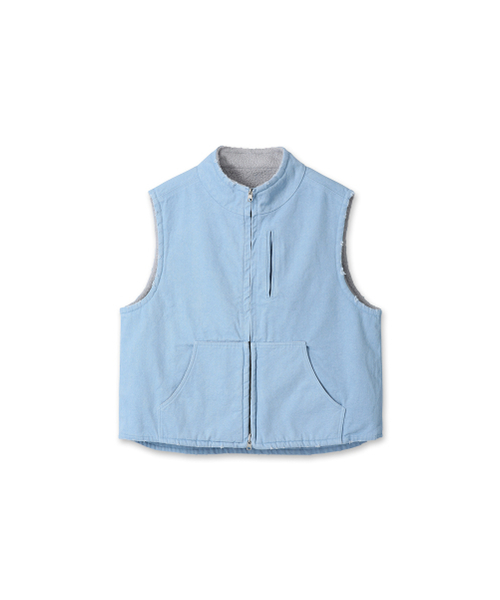 9999ARCHIVE(9999アーカイブ)の「Vintage Reversible Oxford Vest(ベスト・レディース・スカイブルー・1/2)」の2枚目の写真