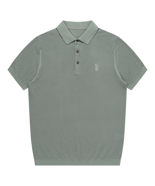 SOLEW（ソル）の「ポロピケ半袖ニット_グレーッシュカーキ（ポロシャツ・メンズ・その他・SMALL/MEDIUM/LARGE/X-LARGE）」の4枚目の写真