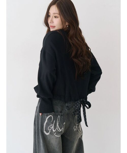 CALNAMUR(カルナムール)の「バックリボンスウェットトップス(スウェット・レディース・グレー/ブラック/イエロー・FREE)」の10枚目の写真