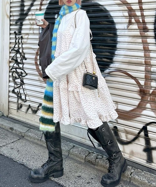 Alley Tokyo（アリートーキョー）の「フリルティアードキャミワンピミニ（ワンピース・レディース・オフホワイト/イエロー/ホワイト/ピンク/ライム/ブラック系その他/ホワイト系その他・FREE）」の3枚目の写真
