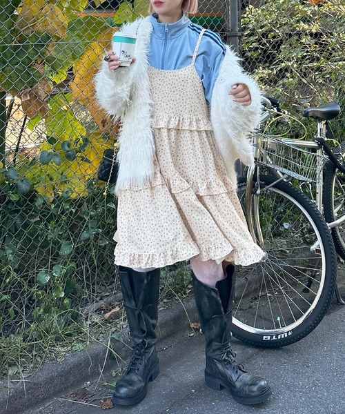 Alley Tokyo（アリートーキョー）の「フリルティアードキャミワンピミニ（ワンピース・レディース・オフホワイト/イエロー/ホワイト/ピンク/ライム/ブラック系その他/ホワイト系その他・FREE）」の16枚目の写真