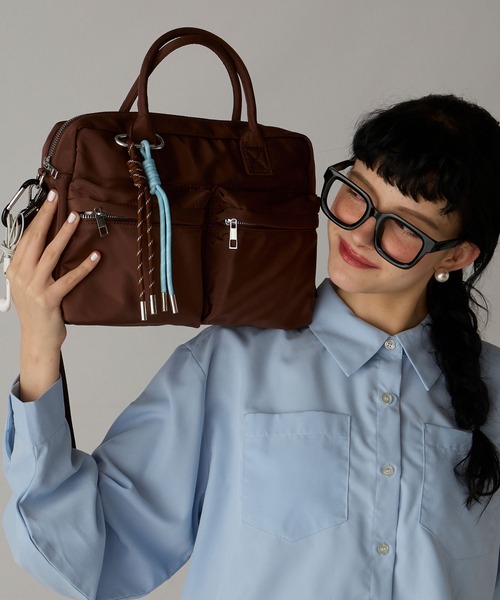 BONLECILL Marche(ボンルシールマルシェ)の「【BONLECILL Marche】2wayカラビナコード付きユーティリティボストンバッグ(ボストンバッグ・レディース・ブラウン/アイボリー/ブラック・FREE)」の19枚目の写真