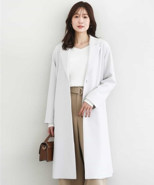 MK MICHEL KLEIN（エムケーミッシェルクラン）の「ライトダブルクロスチェスターコート/洗える（チェスターコート・レディース・ライトグレー/ネイビー・38）」の2枚目の写真