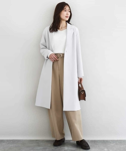 MK MICHEL KLEIN（エムケーミッシェルクラン）の「ライトダブルクロスチェスターコート/洗える（チェスターコート・レディース・ライトグレー/ネイビー・38）」の17枚目の写真