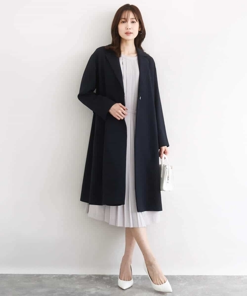 MK MICHEL KLEIN（エムケーミッシェルクラン）の「ライトダブルクロスチェスターコート/洗える（チェスターコート・レディース・ライトグレー/ネイビー・38）」の18枚目の写真