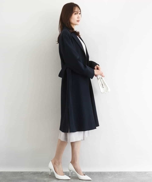 MK MICHEL KLEIN（エムケーミッシェルクラン）の「ライトダブルクロスチェスターコート/洗える（チェスターコート・レディース・ライトグレー/ネイビー・38）」の20枚目の写真