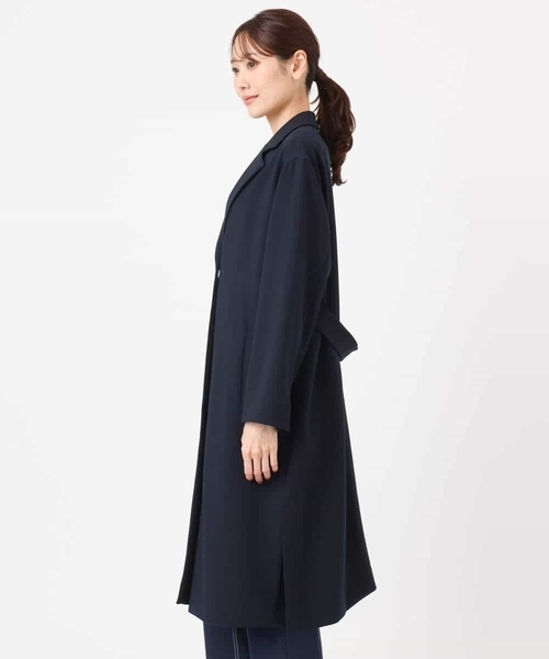 MK MICHEL KLEIN（エムケーミッシェルクラン）の「ライトダブルクロスチェスターコート/洗える（チェスターコート・レディース・ライトグレー/ネイビー・38）」の3枚目の写真