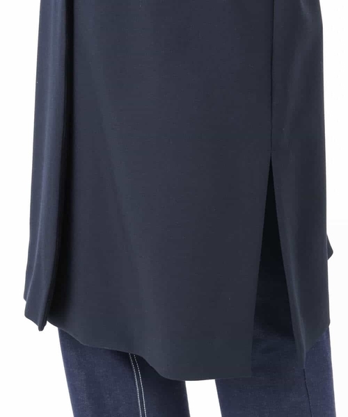 MK MICHEL KLEIN（エムケーミッシェルクラン）の「ライトダブルクロスチェスターコート/洗える（チェスターコート・レディース・ライトグレー/ネイビー・38）」の9枚目の写真