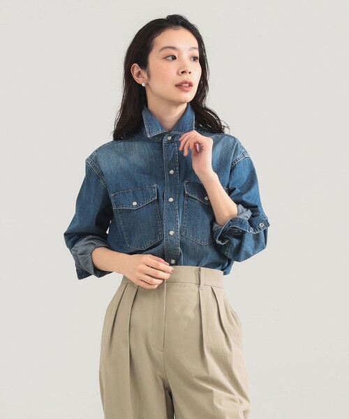 Demi-Luxe BEAMS(デミルクス ビームス)の「AK+1 / 8オンス ウォッシュド シャツ(シャツ/ブラウス・レディース・インディゴブルー/ホワイト・ONE SIZE)」の18枚目の写真
