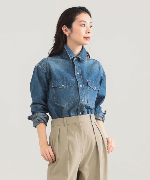 Demi-Luxe BEAMS(デミルクス ビームス)の「AK+1 / 8オンス ウォッシュド シャツ(シャツ/ブラウス・レディース・インディゴブルー/ホワイト・ONE SIZE)」の17枚目の写真