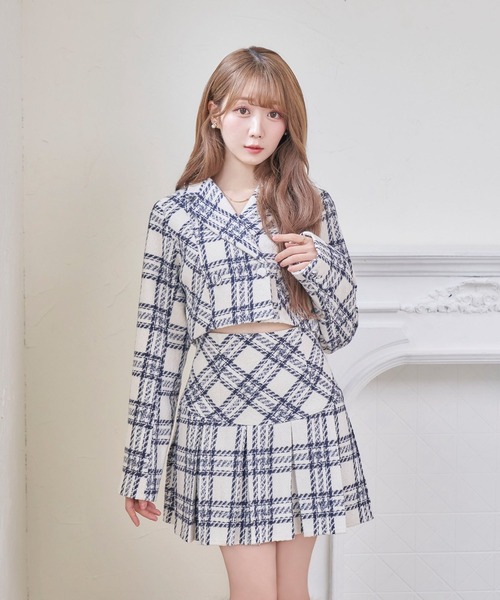 Rose Muse（ロゼミューズ）の「check short jacket（その他アウター・レディース・ホワイト/ブラック・FREE）」の2枚目の写真