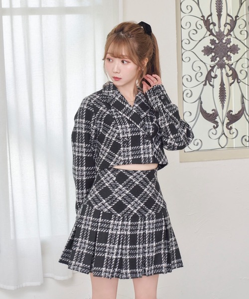 Rose Muse（ロゼミューズ）の「check short jacket（その他アウター・レディース・ホワイト/ブラック・FREE）」の3枚目の写真