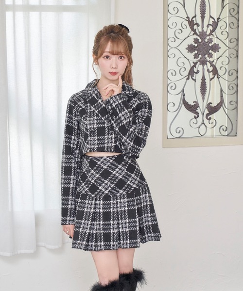 Rose Muse（ロゼミューズ）の「check short jacket（その他アウター・レディース・ホワイト/ブラック・FREE）」の4枚目の写真