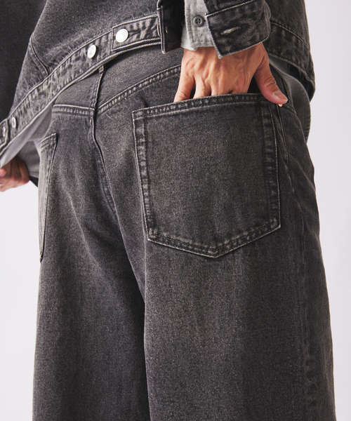JOURNAL STANDARD relume（ジャーナルスタンダード　レリューム）の「クラフトデニム 13.5oz ワイド ストレート デニム（デニムパンツ・メンズ・ブラック系その他/グレー系その他/ブルー系その他・MEDIUM/LARGE）」の13枚目の写真