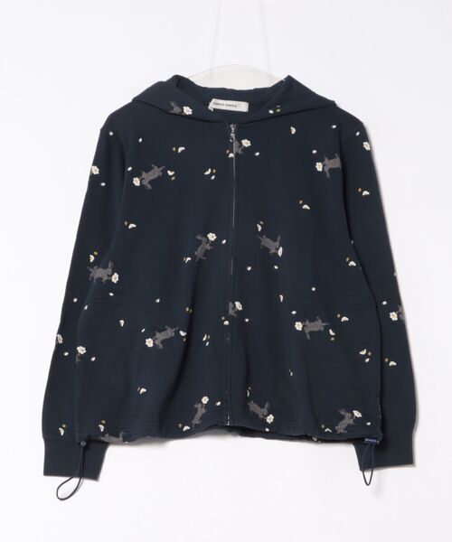 SUPER HAKKA（スーパーハッカ）の「うさぎとデイジープリント裏毛フーディ／パーカ（パーカー・レディース・杢グレー/ネイビー・FREE）」の2枚目の写真