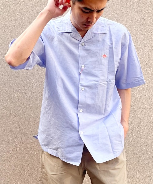 DANTON(ダントン)の「DANTON/ダントン ショートスリーブシャツ SHORT SLEEVE SHIRT DT-B0436 VCL(シャツ/ブラウス・メンズ・グレイッシュベージュ/サックスブルー・42/40)」の1枚目の写真