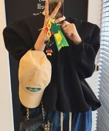 切り替えフレア長袖トップス