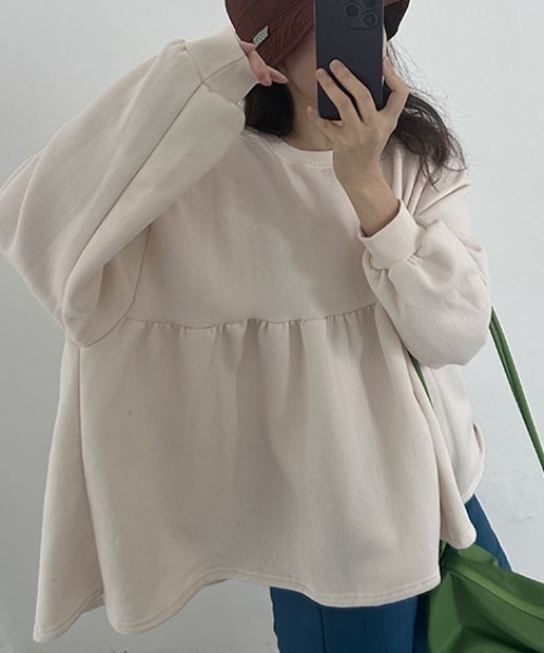 deux amour（ドゥーザムール）の「切り替えフレア長袖トップス（その他トップス・レディース・アイボリー/ブラック/ピンク・FREE）」の4枚目の写真