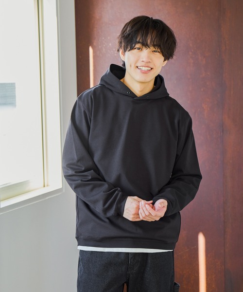 GLOBAL WORK（グローバルワーク）の「リッチクリーンスウェットパーカー/644800（パーカー・メンズ・ブラック/ライトグレー/オフホワイト・LARGE/MEDIUM/SMALL/X-LARGE）」の3枚目の写真