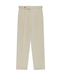 Corduroy adjust Double-Pleated relaxed Trouser (Ecru)