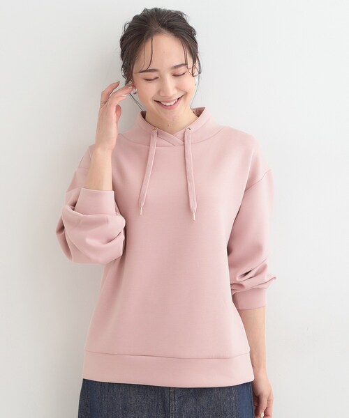 SHOO・LA・RUE(シューラルー)の「なめらかタッチ もちさら 大人のためのパーカ風トップス(Tシャツ/カットソー・レディース・チャコールグレー/ナチュラル/ピンク・02/01/04/03)」の12枚目の写真