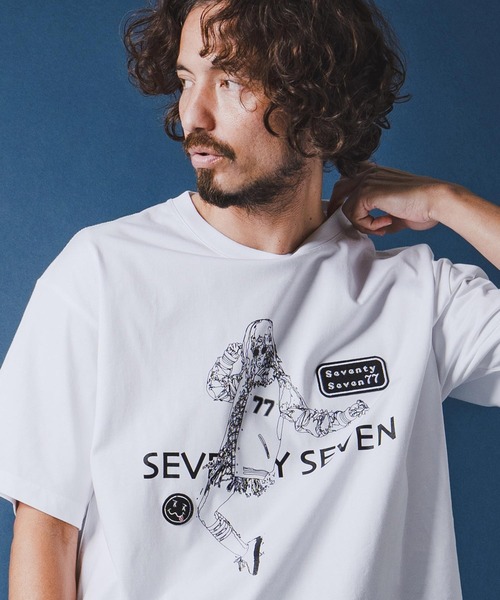 seventy seven(セブンティセブン)の「mt10178-middle onz S-S fine box t-shirt (77lady2) Tシャツ(7726S250)(Tシャツ/カットソー・メンズ・ブラック/ホワイト×ブラック/ホワイト×ピンク・XL/L/M/S)」の1枚目の写真