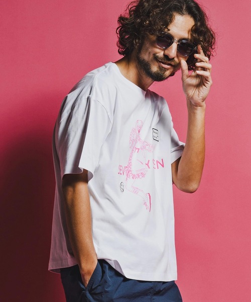 seventy seven(セブンティセブン)の「mt10178-middle onz S-S fine box t-shirt (77lady2) Tシャツ(7726S250)(Tシャツ/カットソー・メンズ・ブラック/ホワイト×ブラック/ホワイト×ピンク・XL/L/M/S)」の3枚目の写真