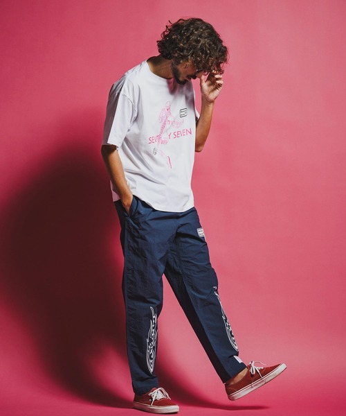 seventy seven(セブンティセブン)の「mt10178-middle onz S-S fine box t-shirt (77lady2) Tシャツ(7726S250)(Tシャツ/カットソー・メンズ・ブラック/ホワイト×ブラック/ホワイト×ピンク・XL/L/M/S)」の5枚目の写真