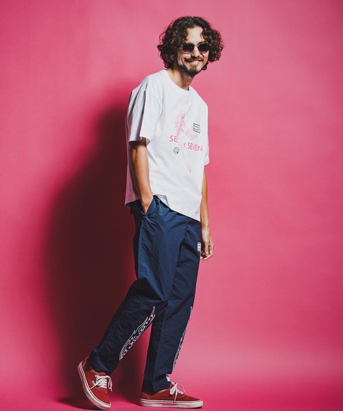 seventy seven(セブンティセブン)の「mt10178-middle onz S-S fine box t-shirt (77lady2) Tシャツ(7726S250)(Tシャツ/カットソー・メンズ・ブラック/ホワイト×ブラック/ホワイト×ピンク・XL/L/M/S)」の6枚目の写真