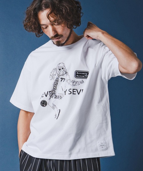 seventy seven(セブンティセブン)の「mt10178-middle onz S-S fine box t-shirt (77lady2) Tシャツ(7726S250)(Tシャツ/カットソー・メンズ・ブラック/ホワイト×ブラック/ホワイト×ピンク・XL/L/M/S)」の8枚目の写真