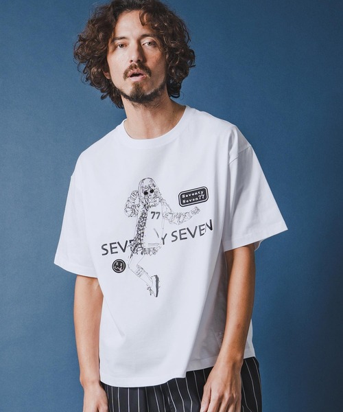 seventy seven(セブンティセブン)の「mt10178-middle onz S-S fine box t-shirt (77lady2) Tシャツ(7726S250)(Tシャツ/カットソー・メンズ・ブラック/ホワイト×ブラック/ホワイト×ピンク・XL/L/M/S)」の9枚目の写真