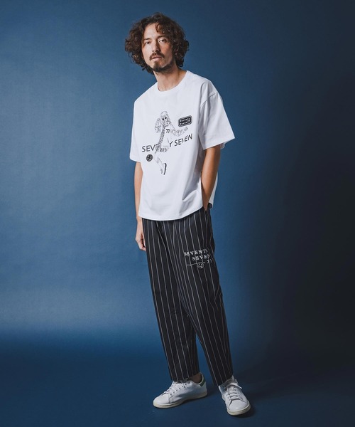 seventy seven(セブンティセブン)の「mt10178-middle onz S-S fine box t-shirt (77lady2) Tシャツ(7726S250)(Tシャツ/カットソー・メンズ・ブラック/ホワイト×ブラック/ホワイト×ピンク・XL/L/M/S)」の10枚目の写真