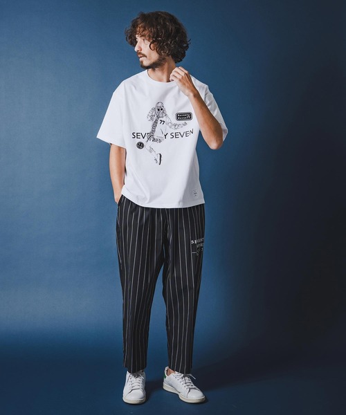 seventy seven(セブンティセブン)の「mt10178-middle onz S-S fine box t-shirt (77lady2) Tシャツ(7726S250)(Tシャツ/カットソー・メンズ・ブラック/ホワイト×ブラック/ホワイト×ピンク・XL/L/M/S)」の11枚目の写真