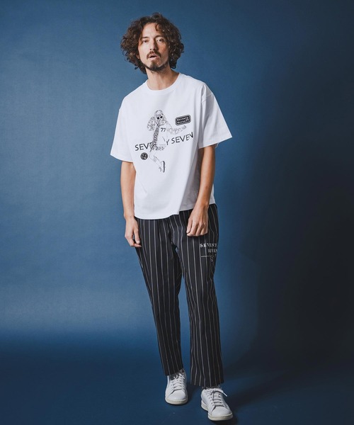 seventy seven(セブンティセブン)の「mt10178-middle onz S-S fine box t-shirt (77lady2) Tシャツ(7726S250)(Tシャツ/カットソー・メンズ・ブラック/ホワイト×ブラック/ホワイト×ピンク・XL/L/M/S)」の12枚目の写真
