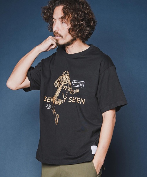 seventy seven(セブンティセブン)の「mt10178-middle onz S-S fine box t-shirt (77lady2) Tシャツ(7726S250)(Tシャツ/カットソー・メンズ・ブラック/ホワイト×ブラック/ホワイト×ピンク・XL/L/M/S)」の15枚目の写真