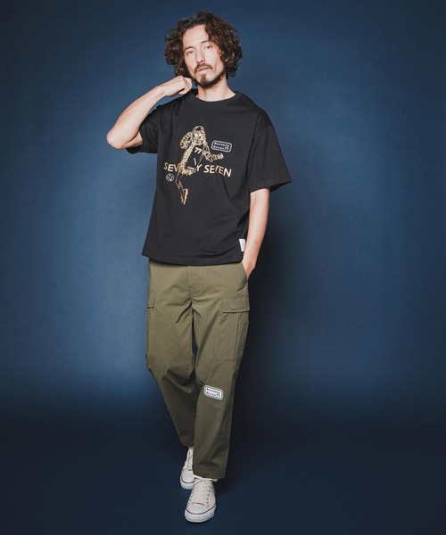 seventy seven(セブンティセブン)の「mt10178-middle onz S-S fine box t-shirt (77lady2) Tシャツ(7726S250)(Tシャツ/カットソー・メンズ・ブラック/ホワイト×ブラック/ホワイト×ピンク・XL/L/M/S)」の16枚目の写真