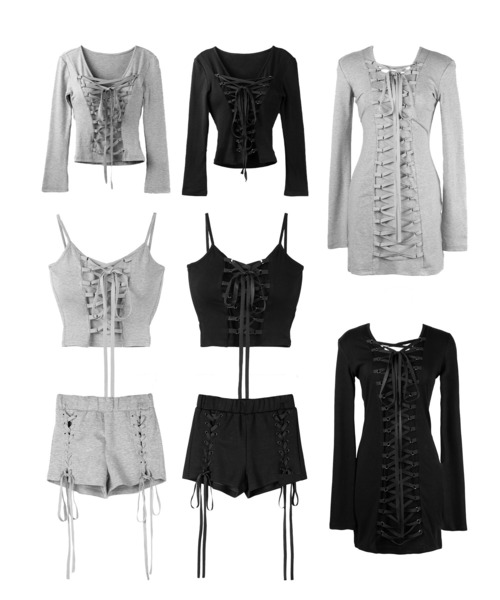 me+em select(ミームセレクト)の「【 2WAY /2color 】レースアップコルセットリボンチョーカーキャミソール / lace up corset ribbon choker camisole(キャミソール・レディース・ブラック/グレー・FREE)」の3枚目の写真