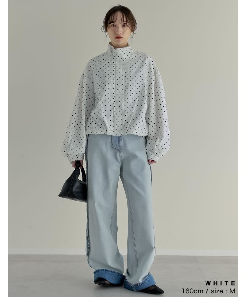 Re:EDIT（リエディ）の「[新色追加][2026S/S COLLECTION]無地orフロッキードット裾タックバルーンブルゾン（ブルゾン・レディース・ホワイト系その他/ブラック/カーキ/ホワイト/ベージュ・MEDIUM/LARGE）」の22枚目の写真