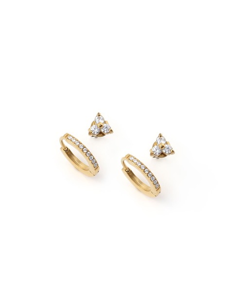 colleca la（コレカラ）の「[stainless]ステンレス・ミニフープ＆ビジュー セットピアス〈金属アレルギー対応〉（ピアス（両耳用）・レディース・シルバー/ゴールド・FREE）」の9枚目の写真
