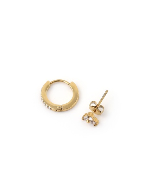 colleca la（コレカラ）の「[stainless]ステンレス・ミニフープ＆ビジュー セットピアス〈金属アレルギー対応〉（ピアス（両耳用）・レディース・シルバー/ゴールド・FREE）」の10枚目の写真