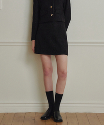 MARROT（マロット）の「Aラインウールツイードミニスカート_ブラック（スカート）」