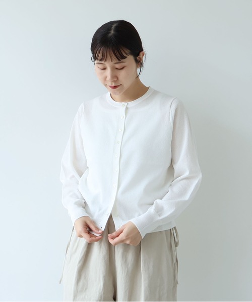 yuni(ユニ )の「12G和紙/Polyester カーディガン(ニット/セーター・レディース・ブラック/ピンク/ホワイト/ブルー・FREE)」の2枚目の写真