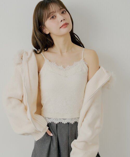 Chico(チコ)の「カップ付き総レースキャミ(キャミソール・レディース・ホワイト系その他3/アイボリー・FREE)」の7枚目の写真