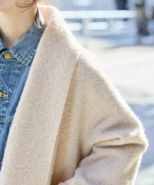 B.C STOCK（ベーセーストック）の「《追加2》ブークレージャージ着流しコート（その他アウター・レディース・ブラック/ベージュ・FREE）」の13枚目の写真